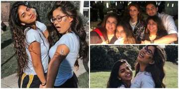 Suhana Khan poses with Shweta Bachchan, Farah Khan and her friends.