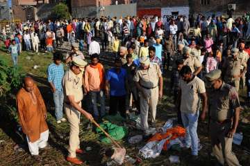 At least 59 people were killed and over 60 injured on Friday after a speeding train mowed down a crowd of Dussehra revellers that had spilled onto railway tracks while watching burning of Ravana effigy at Joda Phatak near Amritsar.