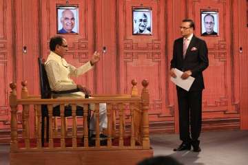 Madhya Pradesh CM Shivraj Singh Chouhan with India TV Editor-in-Chief Rajat Sharma in Aap ki Adalat