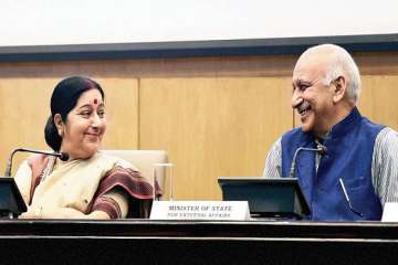 MJ Akbar and Sushma Swaraj
