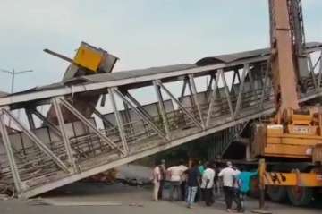 Part of a foot over-bridge collapsed near Vashi Police Naka in Maharashtra's Thane on Sunday evening.