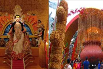Kolkata Durga Puja 2018: Durga puja pandal created with 4,000 kgs of turmeric