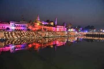 Earthen lamps lightened up on banks of River Saryu in Ayodhya