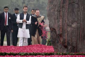 UPA Chairperson Sonia Gandhi paying tribute to Indira Gandhi on her birth anniversary