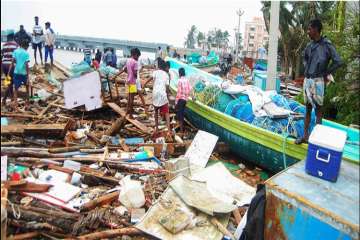 ?
A view of the damage caused by cyclone 'Gaja', after it hit Velankanni, in Nagapattinam district of Tamil Nadu