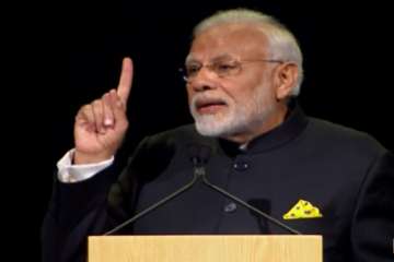 PM Modi delivering keynote address at Fintech Summit, Singapore