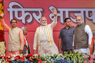 Top BJP leaders including Prime Minister Narendra Modi, party chief Amit Shah and Union Minister Uma Bharti will hit campaign trail in Madhya Pradesh on Sunday for the upcoming assembly elections.?