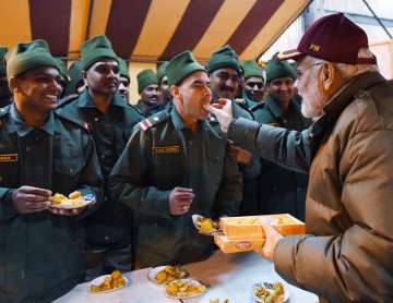 Prime Minister Narendra Modi celebrating Diwali with Army Jawans