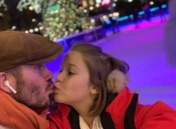 David Beckham gets trolled for kissing daughter Harper on lips