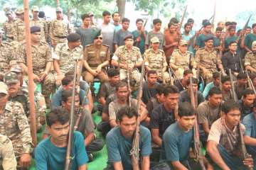 Chhattisgarh: 62 Maoists with 51 country-made arms surrender before IG; 'more likely to follow'