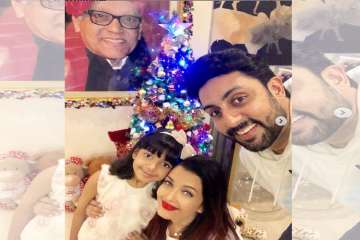 Aishwarya Rai Bachchan with Abhishek and Aaradhya