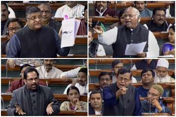 Ravi Shankar Prasad, Mallikarjun Kharge, Mukhtar Abbas Naqvi and?Mohd. Saleem during debate on triple talaq bill