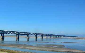 Dibrugarh: A view of India's longest rail-road bridge 'Bogibeel Bridge' 