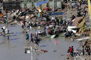 Damage due to earthquake and tsunami in Indonesia