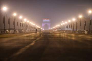 A view of the India Gate on the New Year's eve, in New Delhi