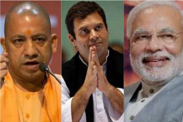 Yogi Adityanath, Rahul Gandhi and Narendra Modi (L-R)