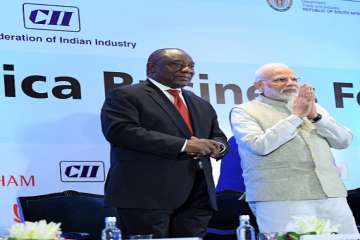 South African President Cyril Ramaphosa and Indian PM Narendra Modi