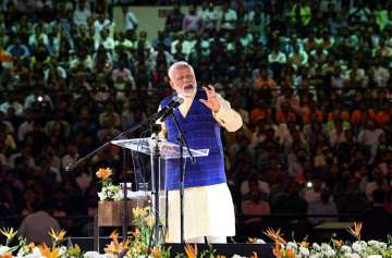 Surat: Prime Minister Narendra Modi addresses the New India Youth conclave