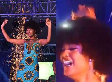 Viral Video! Miss Africa’s hair catches fire during crowning moment