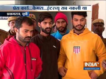 Four people have been arrested for masquerading as employees of India TV in Prayagraj