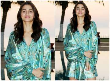 PHOTOS: Alia Bhatt takes her fashion game a notch higher, perfectly flaunts her blue satin mini dres