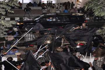 ?
AASU activists show black flag to Prime Minister Narendra Modi in criticism of the Citizenship Amendment Bill, in Guwahati, on Friday.