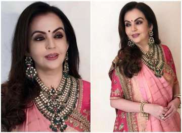 Akash Ambani-Shloka Mehta Wedding: Nita Ambani's rosy-hued Sabyasachi saree is fashion inspiration
