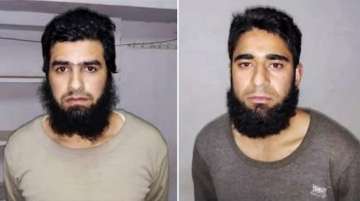 Photographs of Shahnawaz Ahmed Teli (L) and Aqib Ahmad Malik , the two terrorists linked to the Pakistan-based terror outfit Jaish-e-Mohammed, who were arrested by the Uttar Pradesh Police ATS in Deoband