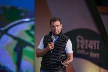 Congress President Rahul Gandhi interacts with students on "Shiksha Dasha aur Disha" at JLN Stadium, in New Delhi