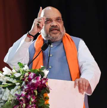 BJP National President Amit Shah addresses the 'Sahkarita Sammelan', in Lucknow