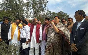 Union Textile Minister Smriti Irani during the 'Pradhan Mantri Kisan Samman Nidhi Yojana' at Gauriganj, in Amethi