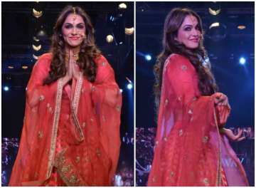 PHOTOS: Showstopper Isha Koppikar looks stunning in her traditional bright red outfit