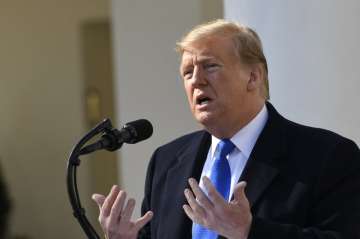 President Donald Trump speaks during an event in the Rose Garden at the White House to declare a national emergency in order to build a wall along the southern border, Friday