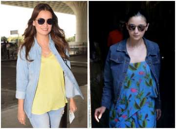PHOTOS: Alia Bhatt and Dia Mirza fling the classic blue denim jacket style at best
