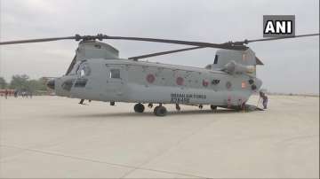 Chinook heavy-lift helicopters at Air Force Station 12 Wing, in Chandigarh