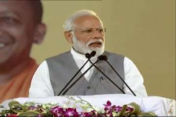 PM Modi addresses public rally in Ghaziabad.