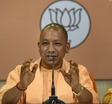 Uttar Pradesh Chief Minister Yogi Adityanath at a press conference on completion of two years BJP government at the party office, in Lucknow