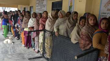 Voters standing in a queue at a polling booth to cast their vote. (Representational Image)