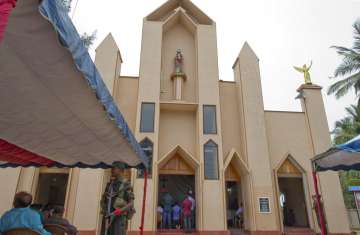  Catholic Mass outside St. Joseph's church in Thannamunai