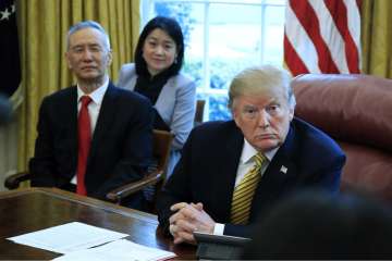 US President Donald Trump with Chinese Vice-premier Liu He