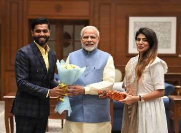 Cricketer Ravindrasinh Jadeja and his wife Rivaba meeting Prime Minister Narendra Modi in November 2018 (File Image)
 