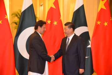 Prime Minister Imran Khan meets President Xi Jinping at Great Hall of the People.