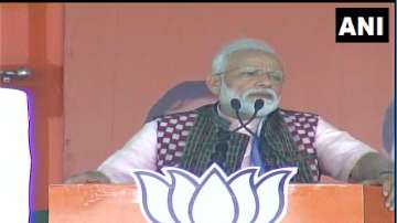 Prime Minister Narendra Modi while addressing a rally in Sambalpur