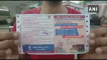 Railway ticket with PM Modi's photo carrying promotional message 