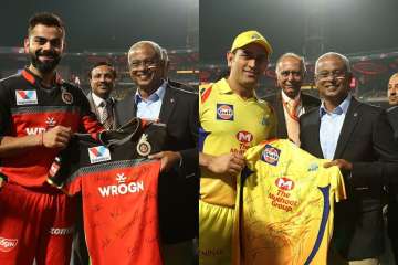 IPL 2019, RCB vs CSK: Virat Kohli, MS Dhoni present team jerseys to visiting Maldives president