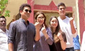 Sachin Tendulkar and family cast vote in Bandra during fourth phase of Lok Sabha elections