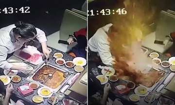 Boiling soup exploding on the waitress's face.