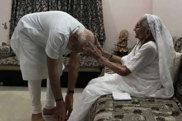 Prime Minister Modi with his mother in Ahmedabad