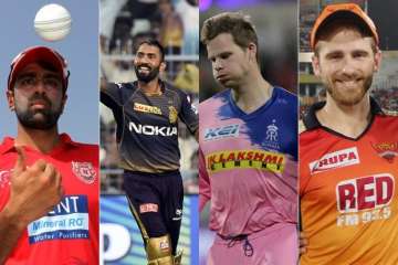 From Left - R Ashwin (KXIP), Dinesh Karthik (KKR), Steve Smith (RR) & Kane Williamson (SRH)