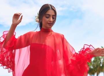 Sonam Kapoor Ahuja flirts with red in Cannes 2019 first look